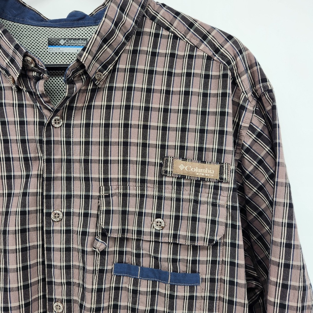 Columbia Shirt Mens XL Plaid Sportswear Outdoors Button‎ Down Short Sleeve